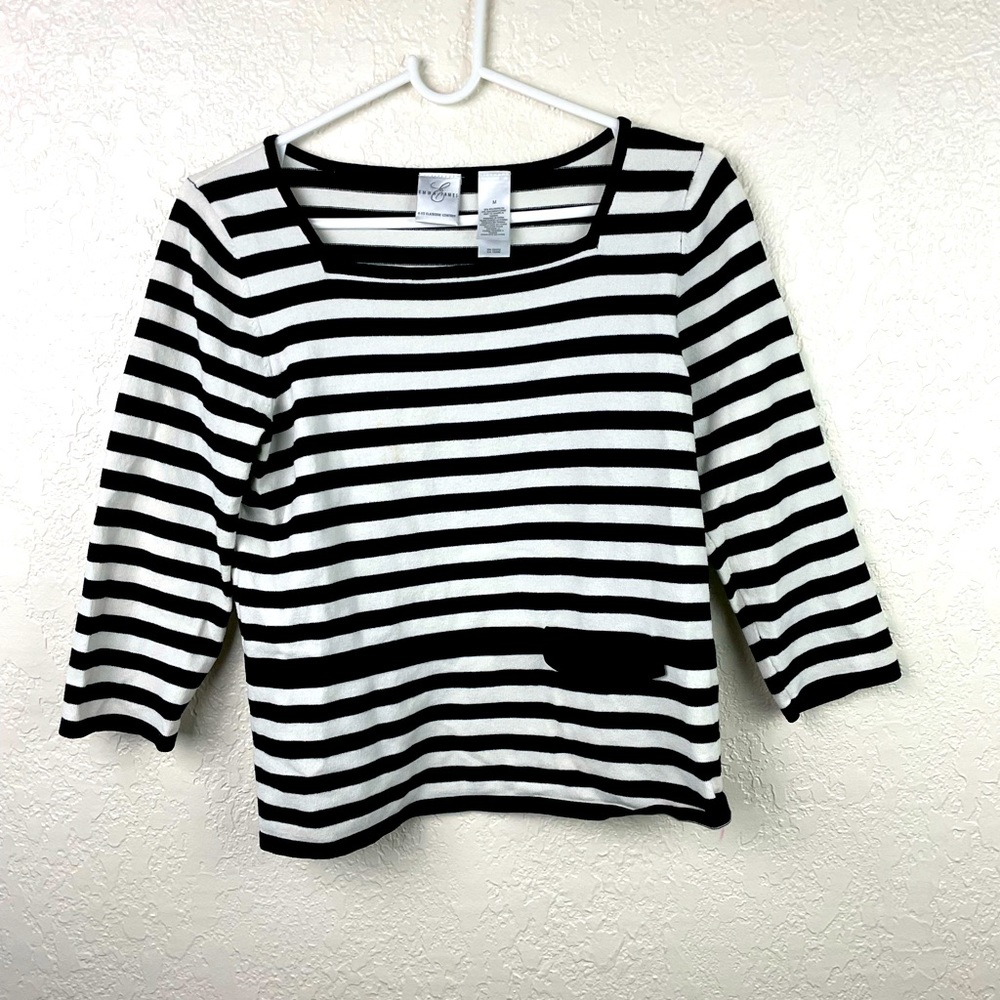 Emma James by Liz Claiborne black and white strip blouse